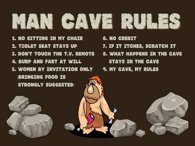 Holzschild 30x40 cm - man cave rules Männer Regeln