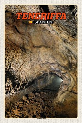 Holzschild 18x12 cm - Teneriffa Spanien Cueva del Viento Höhle