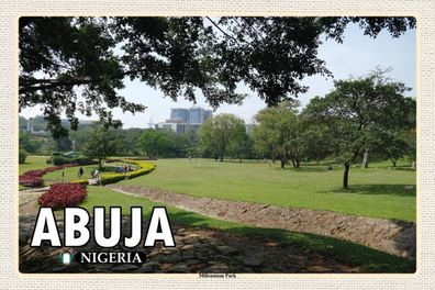 Holzschild 18x12 cm - Abuja Nigeria Millenium Park
