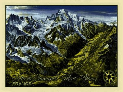 Holzschild 30x40 cm - France Vallee de Chamonix Mont Blanc