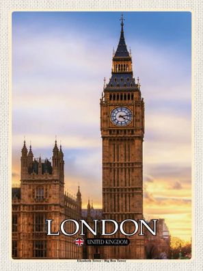 Holzschild 30x40 cm - London Elizabeth Tower Big Ben