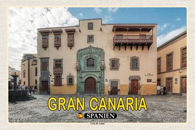 Holzschild 18x12 cm - Gran Canaria Spanien Casa de Colon Muesum