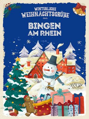Holzschild 30x40 cm - Weihnachtsgrüße Bingen Am Rhein