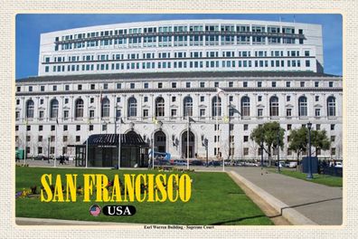 Holzschild 18x12 cm - San Francisco Earl Warren Building Gericht