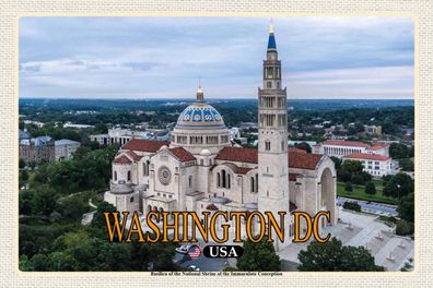 Holzschild 18x12 cm - Washington DC USA Basilica National Shrine
