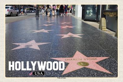 Holzschild 18x12 cm - Hollywood USA Walk of Fame