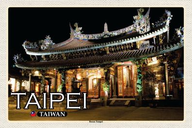 Holzschild 18x12 cm - Taipei Taiwan Baoan Tempel