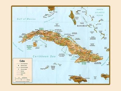 Blechschild 30x40 cm - Cuba Landkarte