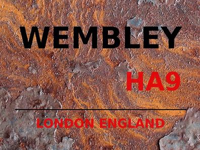 Blechschild 30x40 cm - London England Wembley HA9 rust