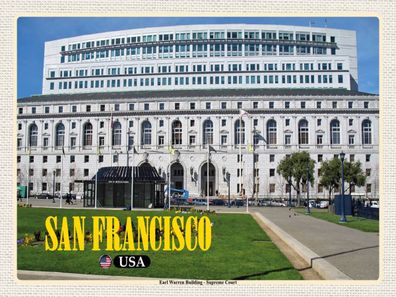 Holzschild 30x40 cm - San Francisco Earl Warren Building Gericht