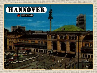 Blechschild 30x40 cm - Hannover Hauptbahnhof Gemälde