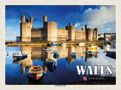 Blechschild 30x40 cm - Wales United Kingdom Caernarfon Castle