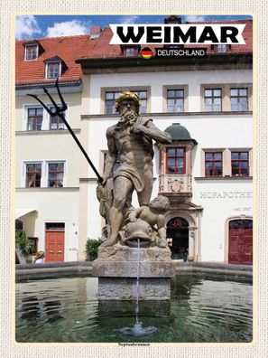 Blechschild 30x40 cm - Weimar Neptunbrunnen