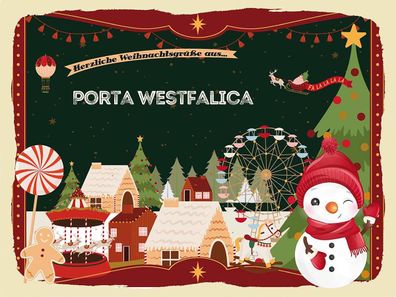 Blechschild 30x40 cm - Weihnachten Grüße aus PORTA Westfalica