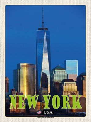 Holzschild 30x40 cm - New York USA One World Trade Center