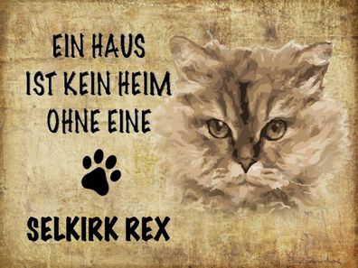 Holzschild 30x40 cm - Selkirk Rex Katze ohne kein Heim