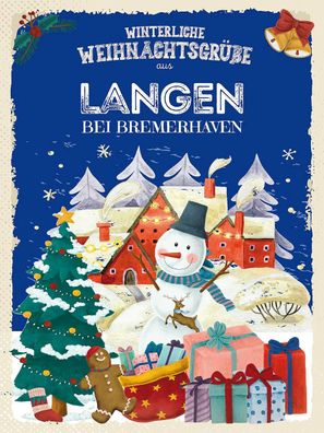 Blechschild 30x40 cm - Weihnachtsgrüße aus LANGEN BEI Bremerhaven
