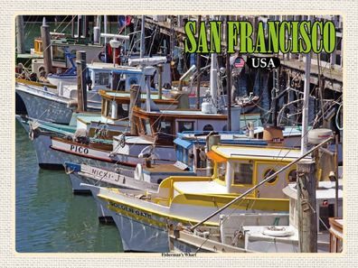 Holzschild 30x40 cm - San Francisco Fisherman's Wharf