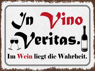 Holzschild 30x40 cm - in Vino Veritas Wein Wahrheit