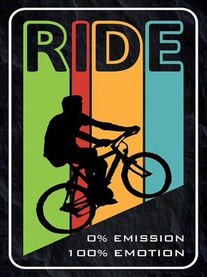 Holzschild 30x40 cm - Ride Bike Fahrrad 0% Emission