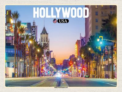 Holzschild 30x40 cm - Hollywood USA Hollywood Boulevard