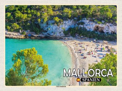 Holzschild 30x40 cm - Mallorca Spanien Cala Llombards Bucht