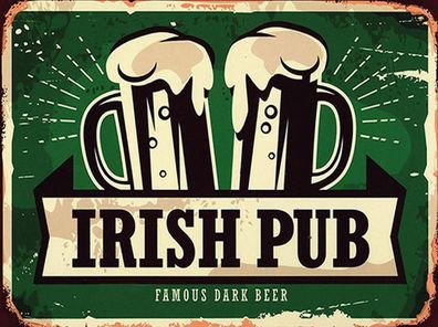 Holzschild 30x40 cm - Irish Pub famous dark beer Bier