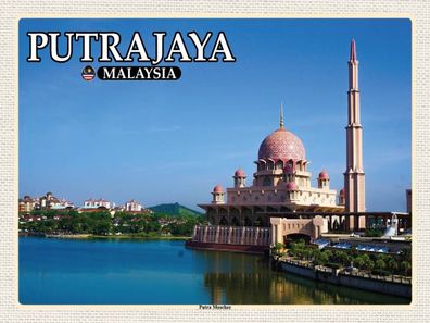 Holzschild 30x40 cm - Putrajaya Malaysia Putra Moschee