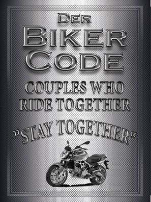Holzschild 30x40 cm - Motorrad Biker Code stay ride together