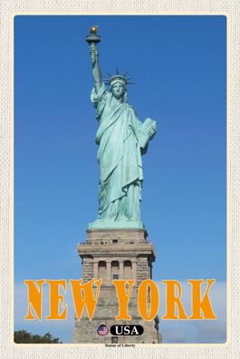 Holzschild 18x12 cm - New York Statue Of Liberty Freiheitsstatue