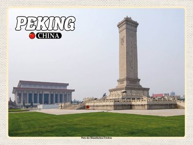 Holzschild 30x40 cm - Peking China Platz Himmlischen Friedens