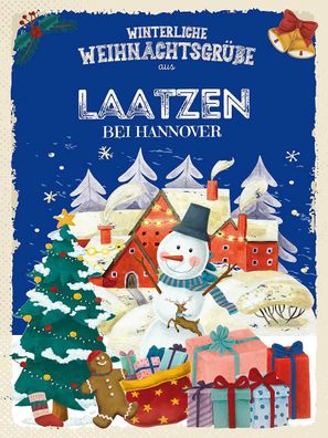 Holzschild 30x40 cm - Weihnachtsgrüße aus Laatzen BEI Hannover