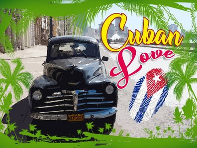 Holzschild 30x40 cm - Cuban Love Auto Fingerabdruck