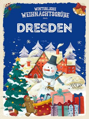 Holzschild 30x40 cm - Weihnachtsgrüße aus Dresden