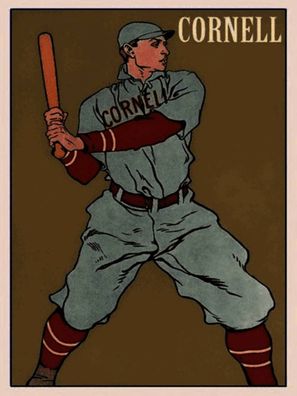 Holzschild 30x40 cm - Retro Cornell Baseball Schlagmann