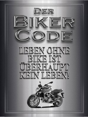 Holzschild 30x40 cm - Motorrad Biker Code leben ohne kein Leben