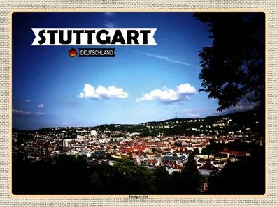 Holzschild 30x40 cm - Ausblick auf Stuttgart Süd