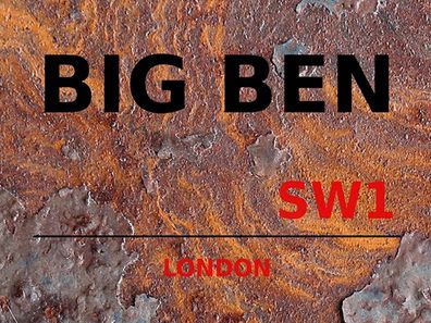 Blechschild 30x40 cm - London Street Big Ben SW1