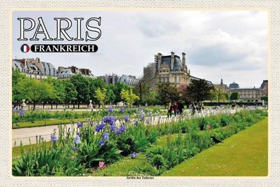 Holzschild 18x12 cm - Paris Frankreich Jardin des Tuileries Park