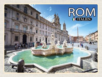 Blechschild 30x40 cm - Rom Italien Piazza Navona Skulptur
