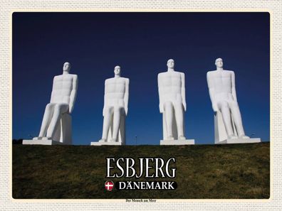 Blechschild 30x40 cm - Esbjerg Dänemark Der Mensch am Meer