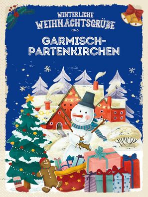 Blechschild 30x40 cm - Weihnachtsgrüße Garmisch-partenkirchen
