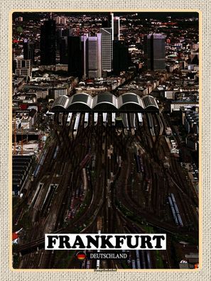Holzschild 30x40 cm - Frankfurt Blick auf Hauptbahnhof