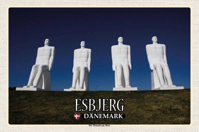 Blechschild 18x12 cm - Esbjerg Dänemark Der Mensch am Meer
