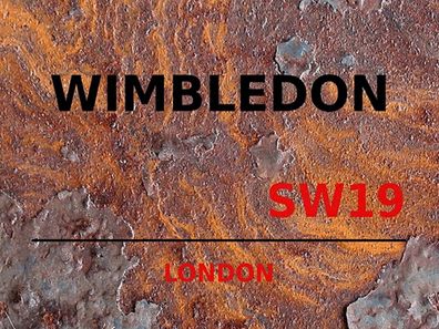 Holzschild 30x40 cm - London Wimbledon SW19 rust