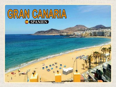 Blechschild 30x40 cm - Gran Canaria Spanien Playa de las Canteras