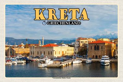 Holzschild 18x12 cm - Kreta Griechenland Venezianischer Hafen