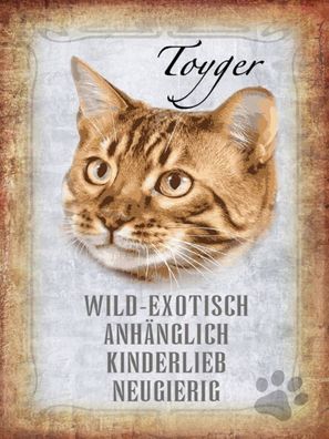 Holzschild 30x40 cm - Toyger Katze Wandbild