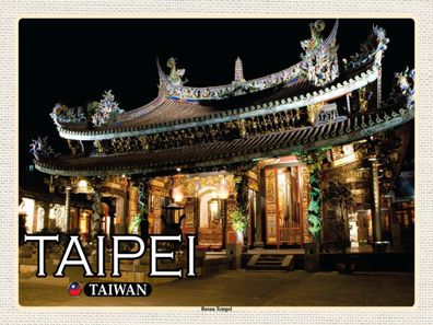 Holzschild 30x40 cm - Taipei Taiwan Baoan Tempel