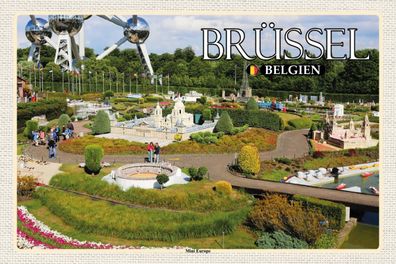 Blechschild 18x12 cm - Brüssel Belgien Mini Europe